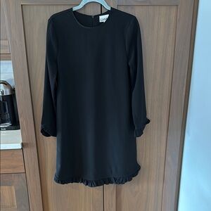 Ganni Black Ruffle Hem Dress